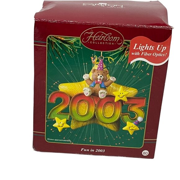 Heirloom Collection 2003 Commemorative Fiber Optic Christmas Ornament Bear Star - Picture 3 of 4